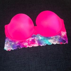 PINK strapless bustier bra - 34c